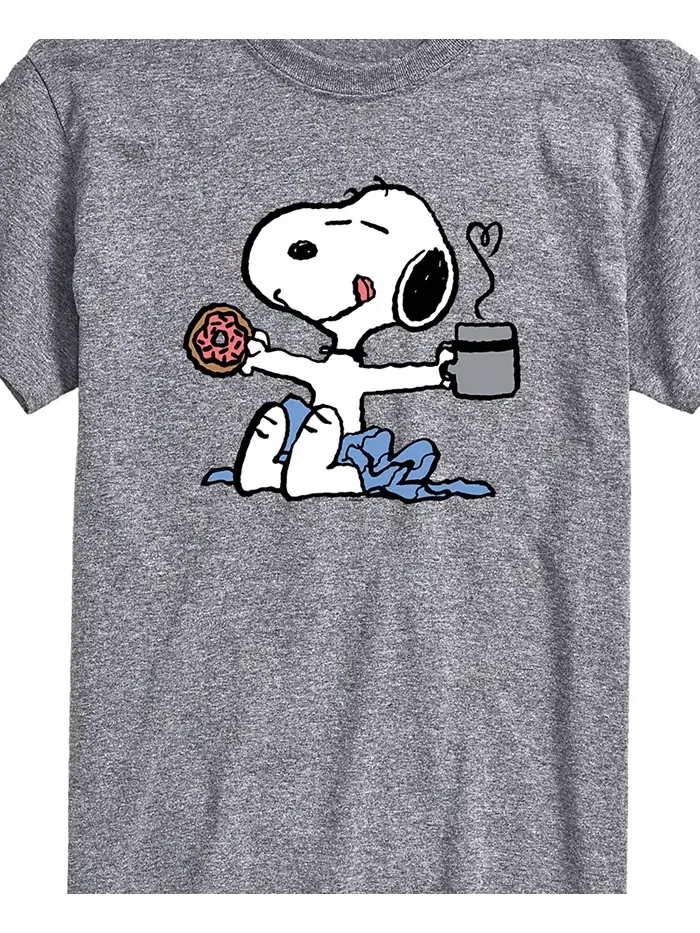 Мужская футболка с коротким рукавом Peanuts Snoopy Coffee AIRWAVES — изображение 3 из 3, серый