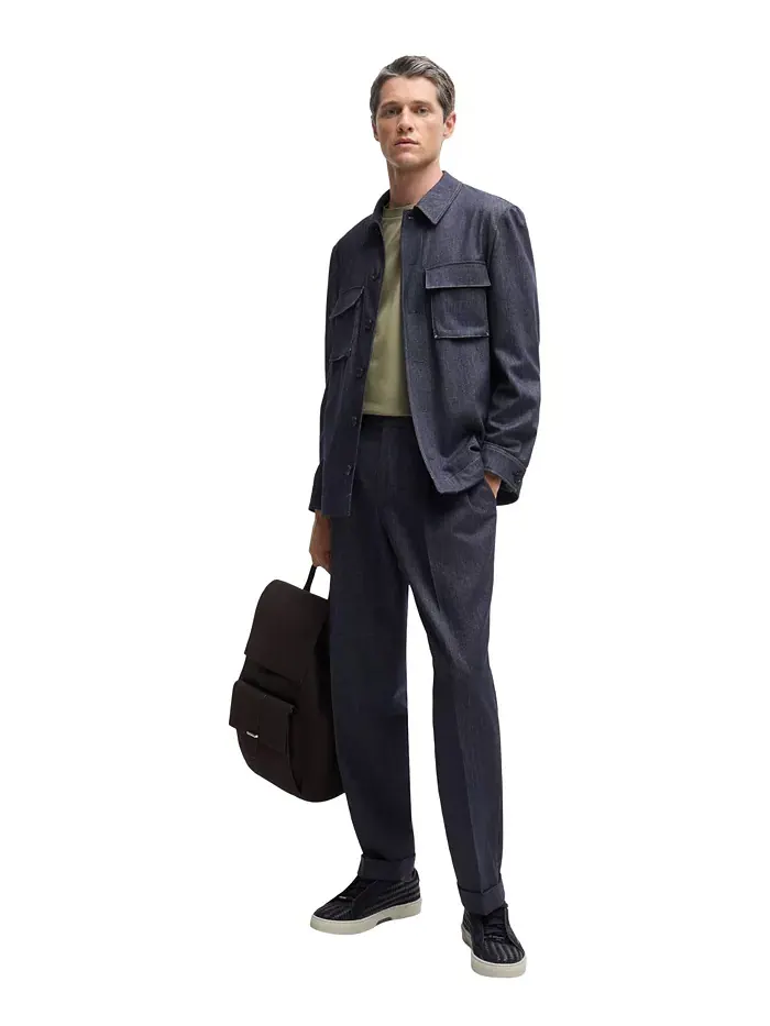 Мужская футболка Regular-Fit из мерсеризованного хлопка Hugo Boss — изображение 2 из 4, зеленый