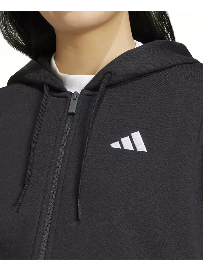 Женская флисовая толстовка с тремя полосками и молнией Adidas — изображение 4 из 6, черный