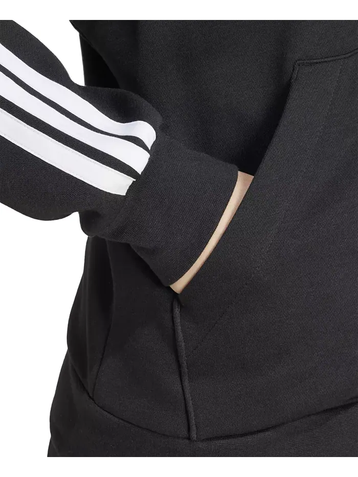 Женская флисовая толстовка с тремя полосками и молнией Adidas — изображение 6 из 6, черный