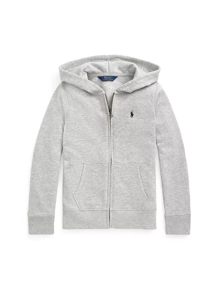Детская флисовая толстовка с молнией для девочек 2T-6X Polo Ralph Lauren — изображение 1 из 3, серый