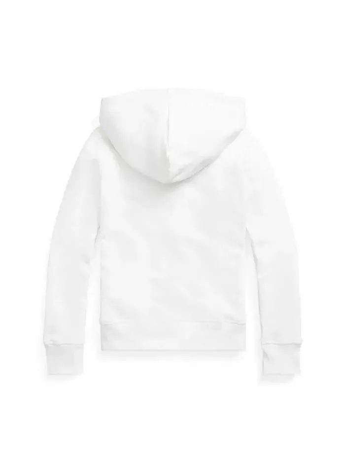 Толстовка с капюшоном из флиса на молнии для больших девочек Polo Ralph Lauren — изображение 2 из 3, белый