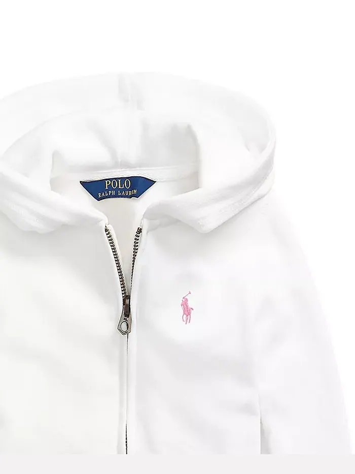 Толстовка с капюшоном из флиса на молнии для больших девочек Polo Ralph Lauren — изображение 3 из 3, белый