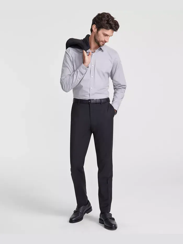 Мужские классические брюки Superflex Slim-Fit с эластичной тканью Hugo Boss — изображение 2 из 5, черный