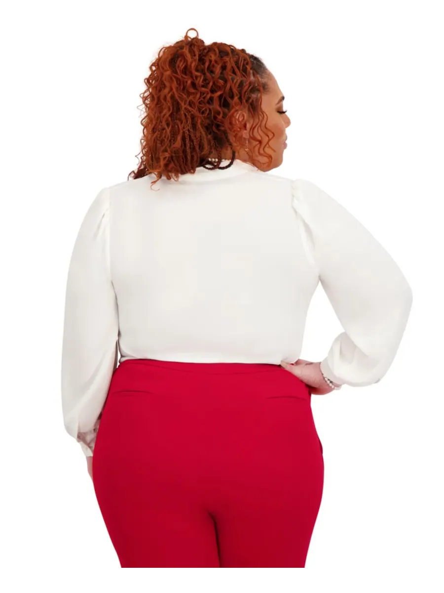 Женская блузка с длинными рукавами и V-образным вырезом Kasper — изображение 5 из 6, белый