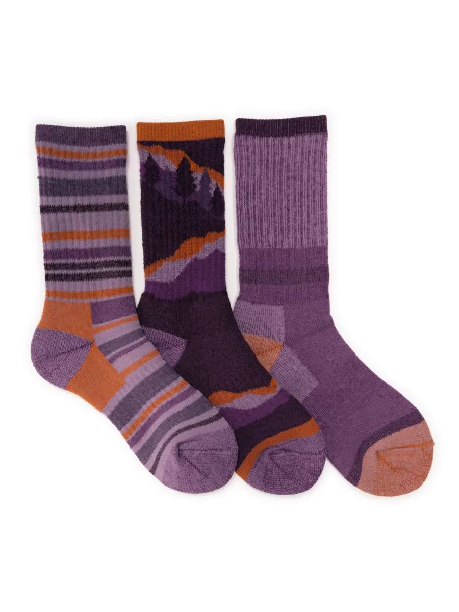 Высокие походные носки с теплоизоляцией, комплект из 3 пар MUK LUKS — изображение 1 из 2, фиолетовый