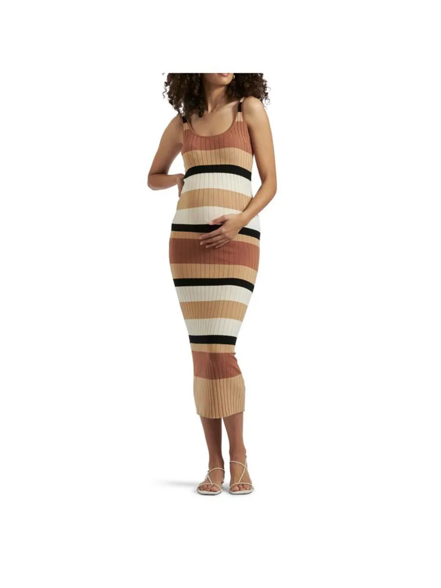 Вязаное платье для беременных Ripe Sarah в полоску Ripe Maternity — черный