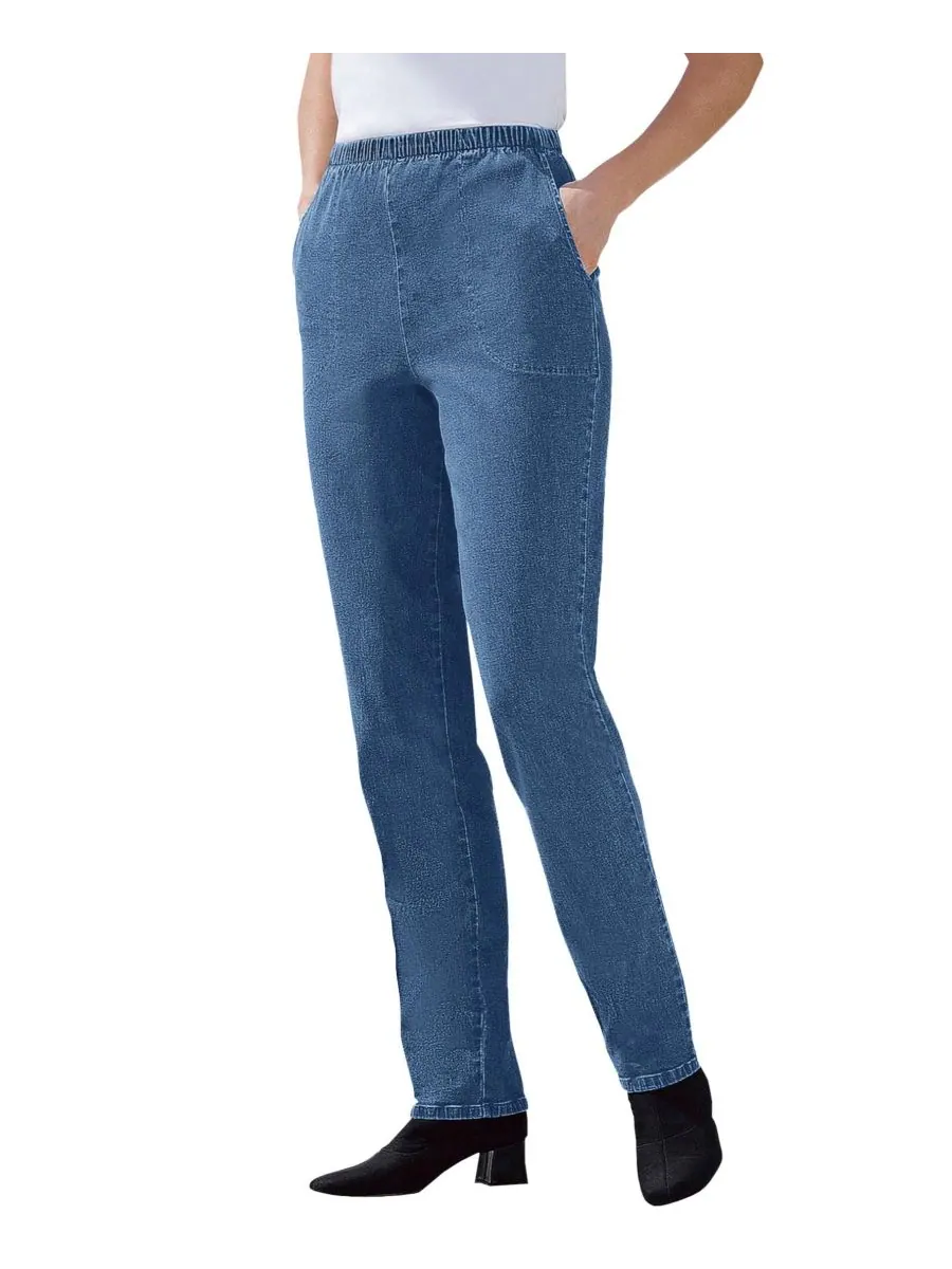 Женские джинсы Within Straight Leg Fineline Pull-On Stretch Denim Woman Within