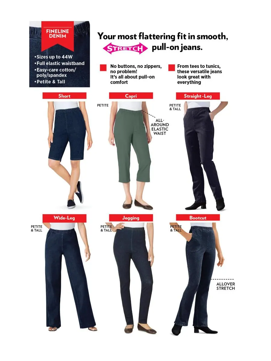 Женские джинсы Within Straight Leg Fineline Pull-On Stretch Denim Woman Within — изображение 3 из 3, синий