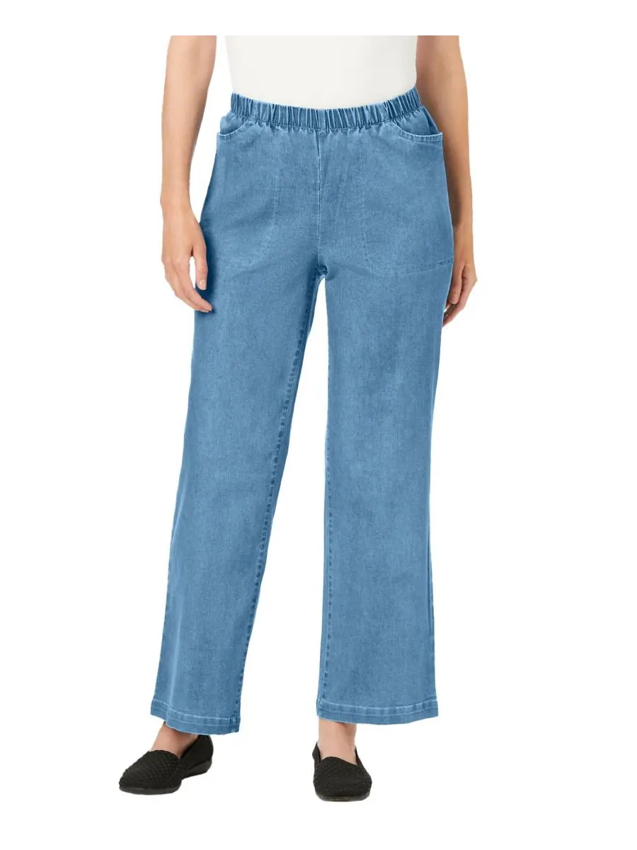 Женские джинсы Within Fineline Stretch Denim Wide-Leg Pull-On Woman Within