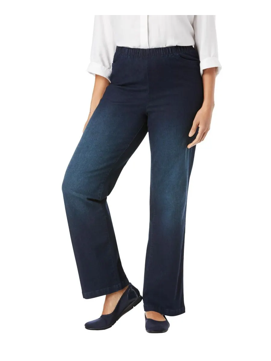 Женские джинсы Within Fineline Stretch Denim Wide-Leg Pull-On Woman Within