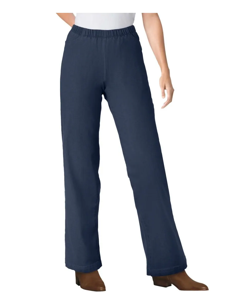 Женские джинсы Within Fineline Stretch Denim Wide-Leg Pull-On Woman Within
