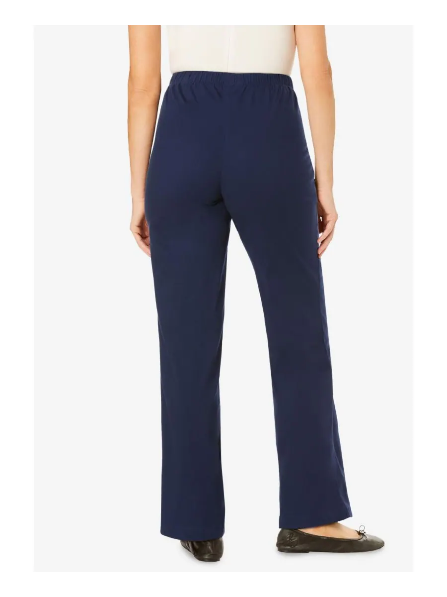 Женские джинсы Within Fineline Stretch Denim Wide-Leg Pull-On Woman Within — изображение 2 из 3, темно-синий