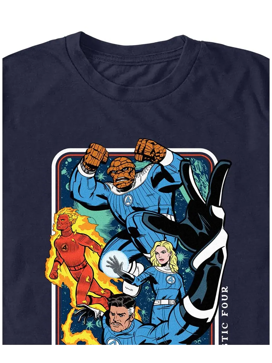 Мужская футболка с круглым вырезом "Fantastic 4 First Steps" стандартного кроя Fifth Sun — изображение 2 из 3, темно-синий