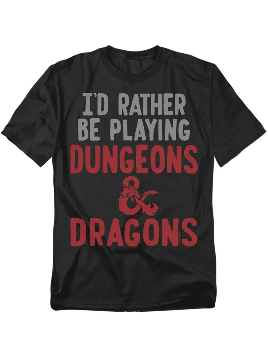 Футболка Big & Tall Dungeons And Dragons Rather Be Plays DD D&D — черный