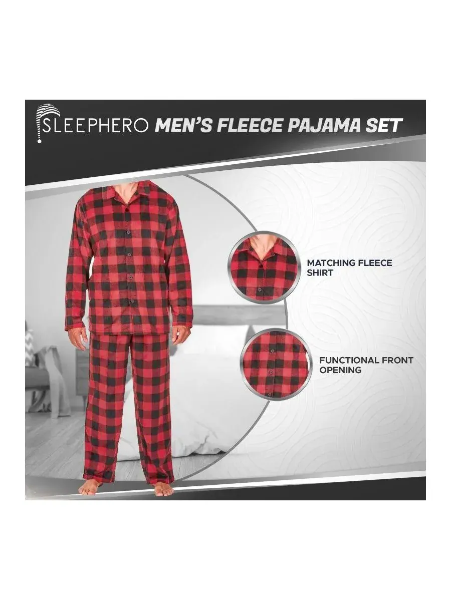 Мужской флисовый пижамный комплект с воротником-стойкой SLEEPHERO — изображение 3 из 3, красный