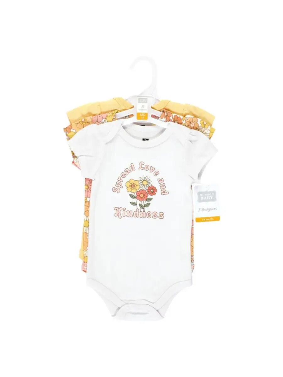 Комплект из 3 хлопковых боди Hudson Baby, Peace Love And Flowers — изображение 3 из 5