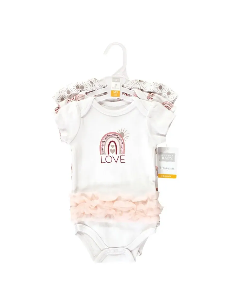 Комплект из 3 хлопковых боди Hudson Baby, Love Rainbow Tutu — изображение 3 из 5
