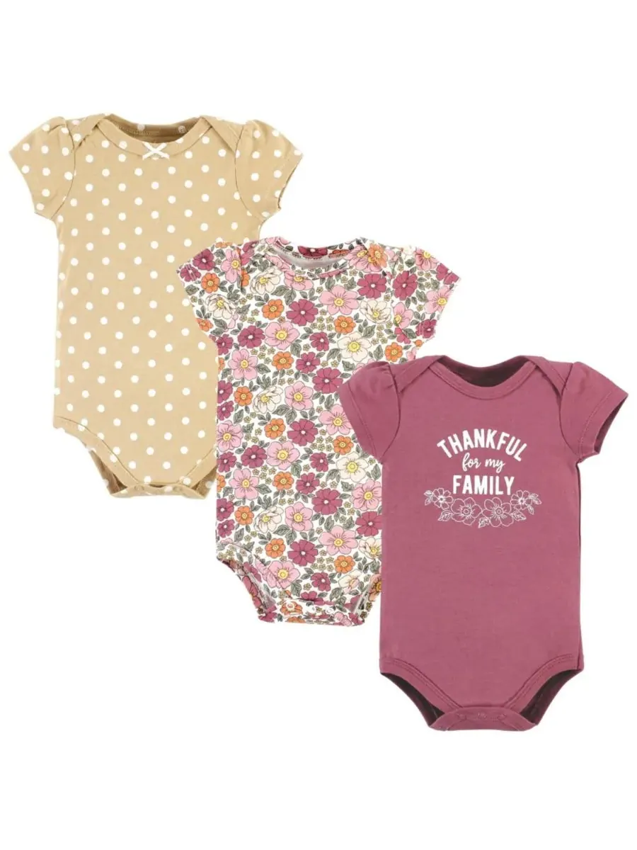 Комплект из 3 хлопковых боди Hudson Baby, Thankful Floral — изображение 1 из 5