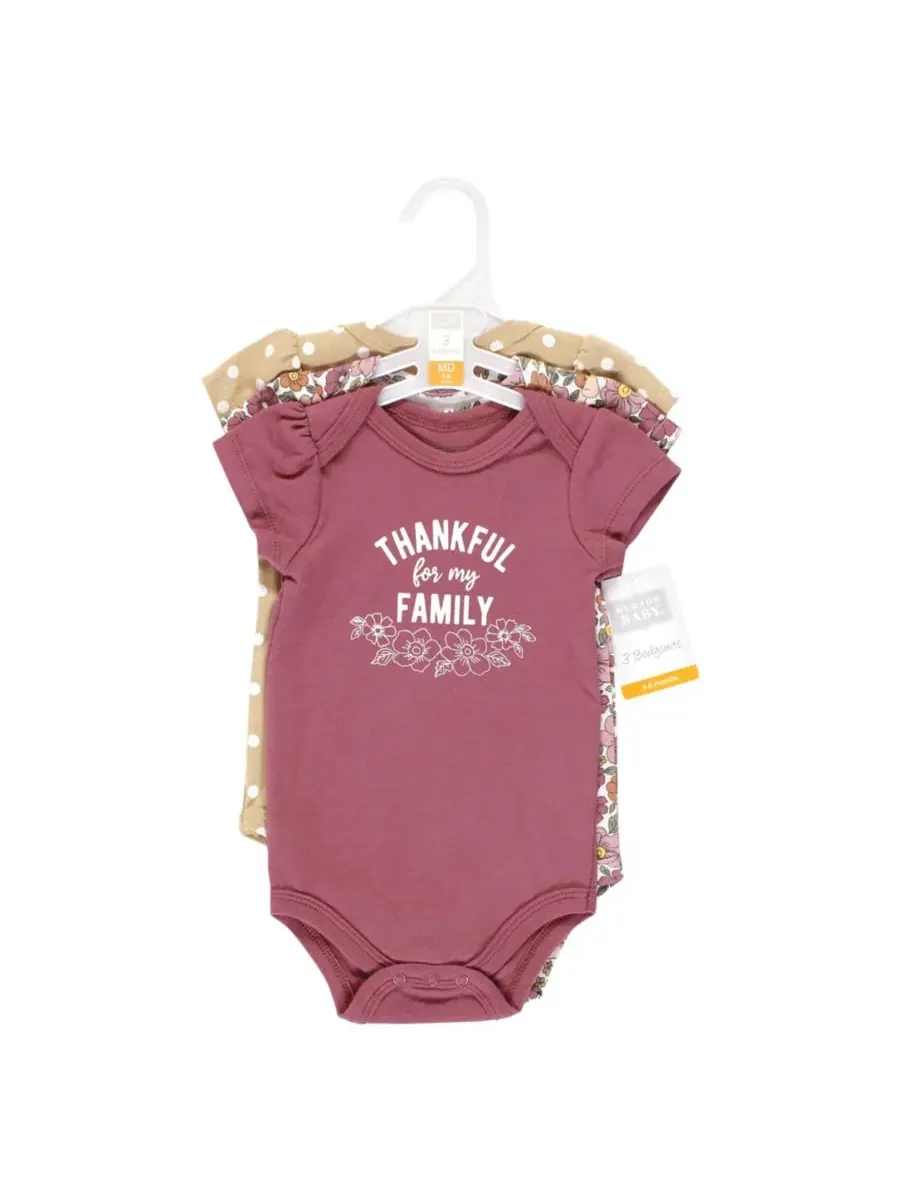 Комплект из 3 хлопковых боди Hudson Baby, Thankful Floral — изображение 2 из 5