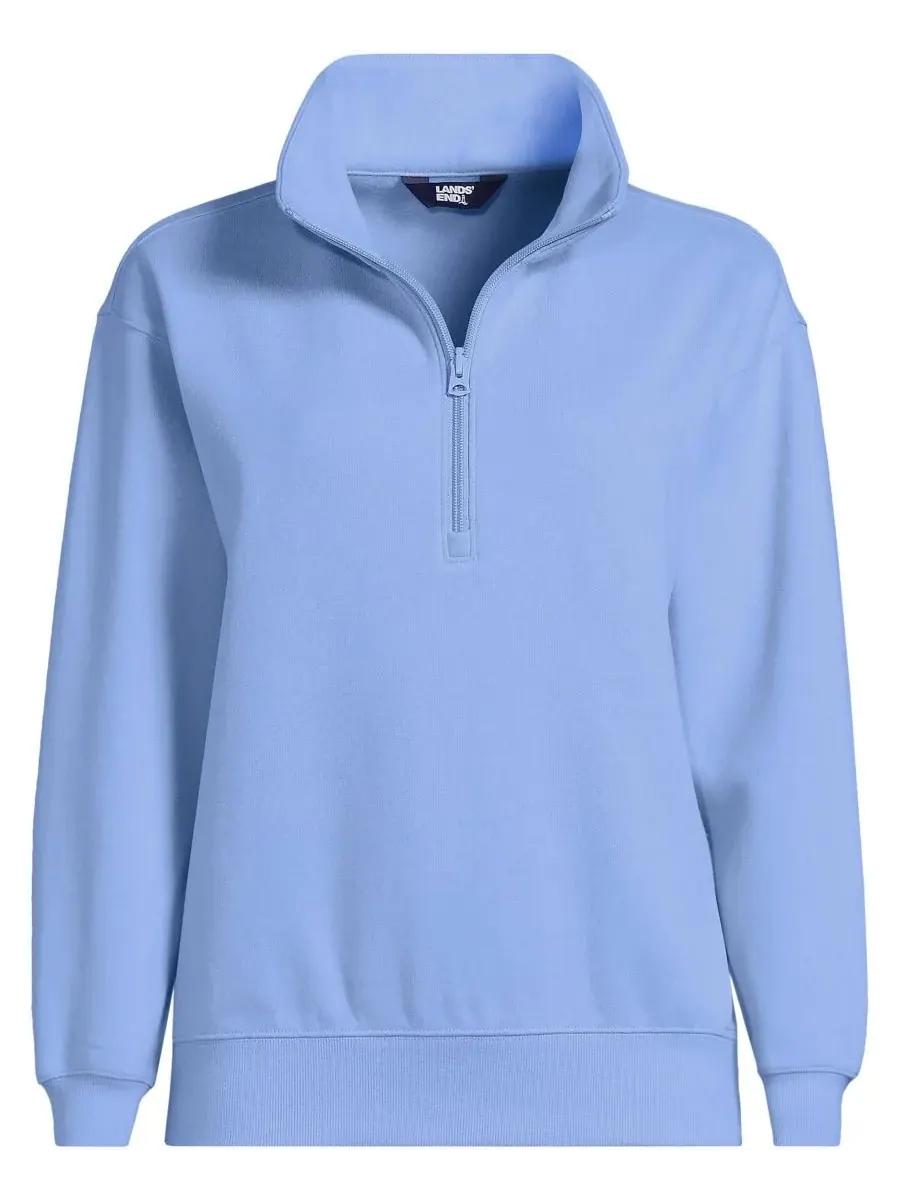Женская толстовка Serious Sweats с застежкой-молнией до середины груди Lands' End — изображение 3 из 4, прозрачный синий