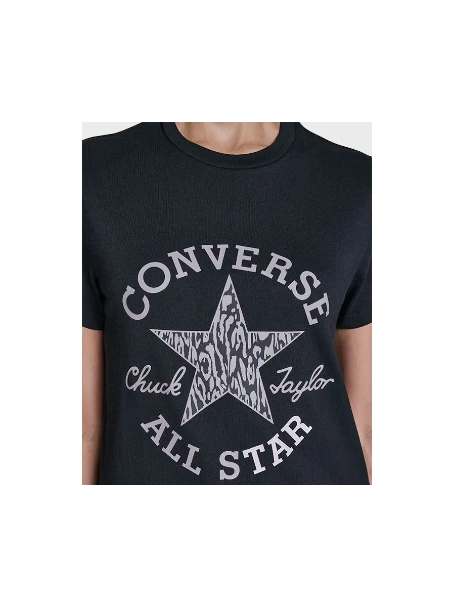 Женская футболка с анималистическим принтом Converse — изображение 2 из 6, черный