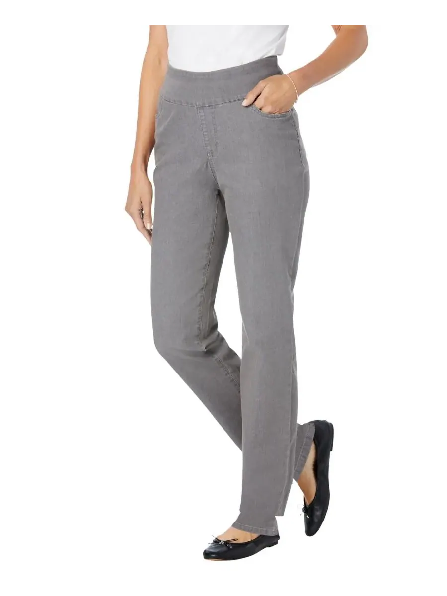 Женские джинсы Within Tall Flex-Fit Pull-On Straight-Leg Gap-Free Stretch Denim Jeans Woman Within
