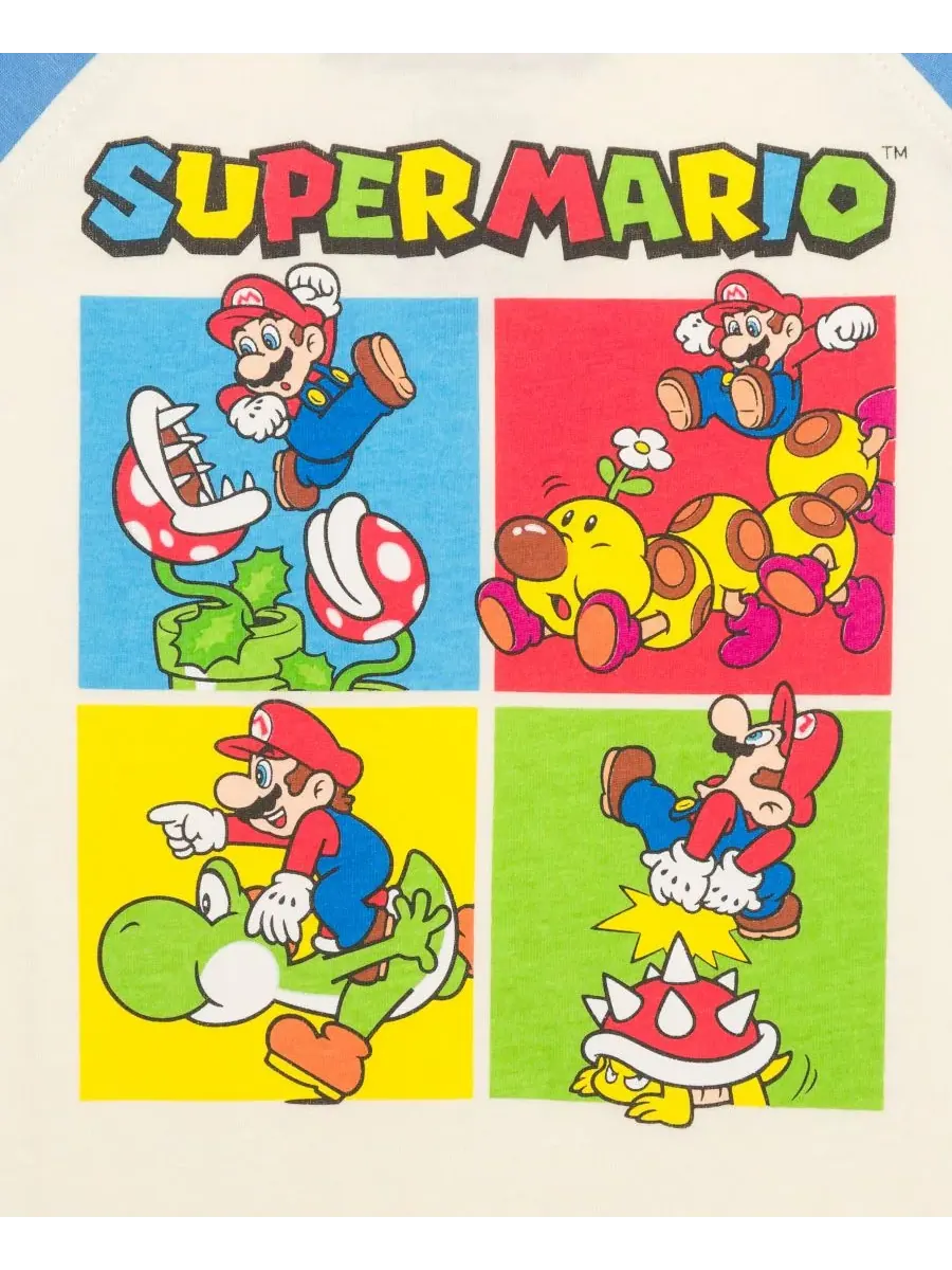 Детская футболка с коротким рукавом «Супер Марио» для мальчиков 2T-5T Mario Bros. — изображение 3 из 3, белый