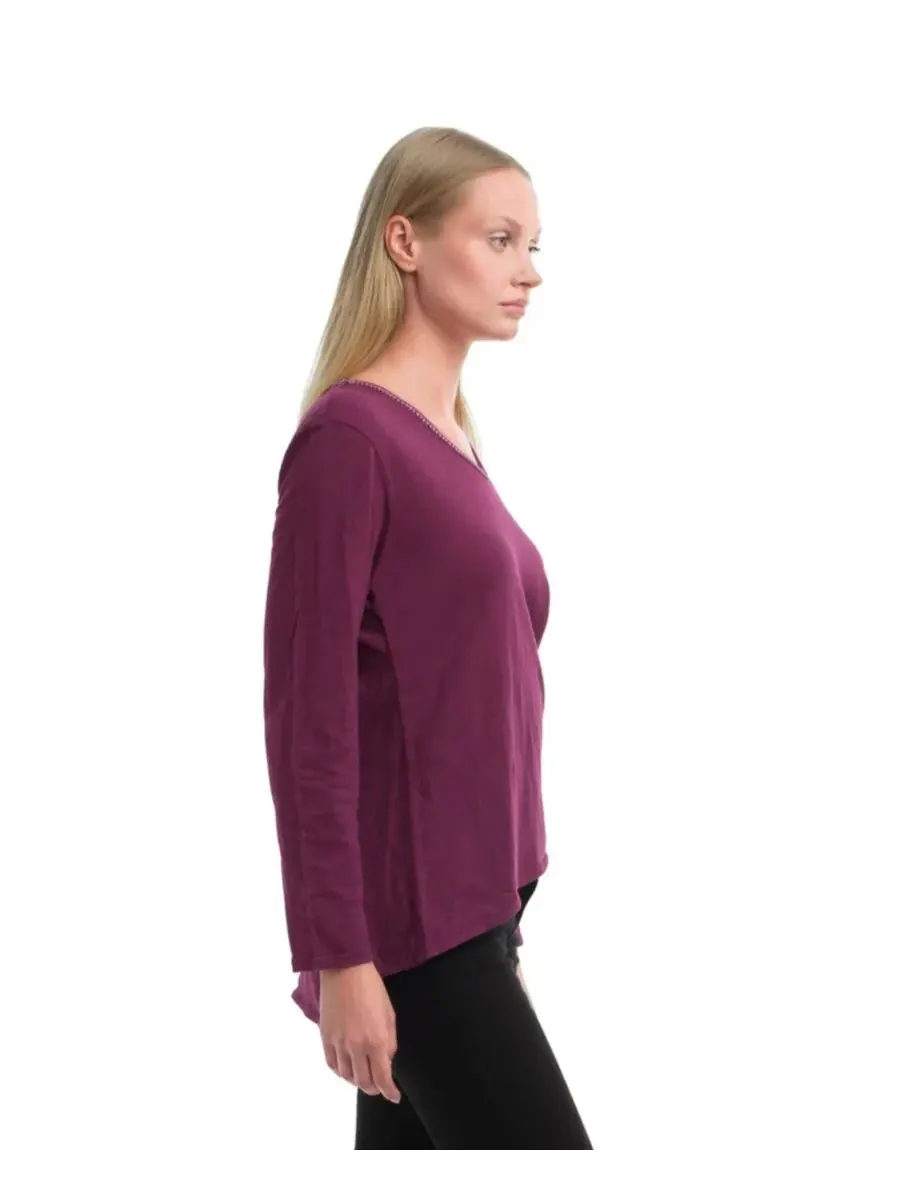 Женская футболка с V-образным вырезом и металлизированной нитью WILT Clothing — изображение 2 из 4, фиолетовый