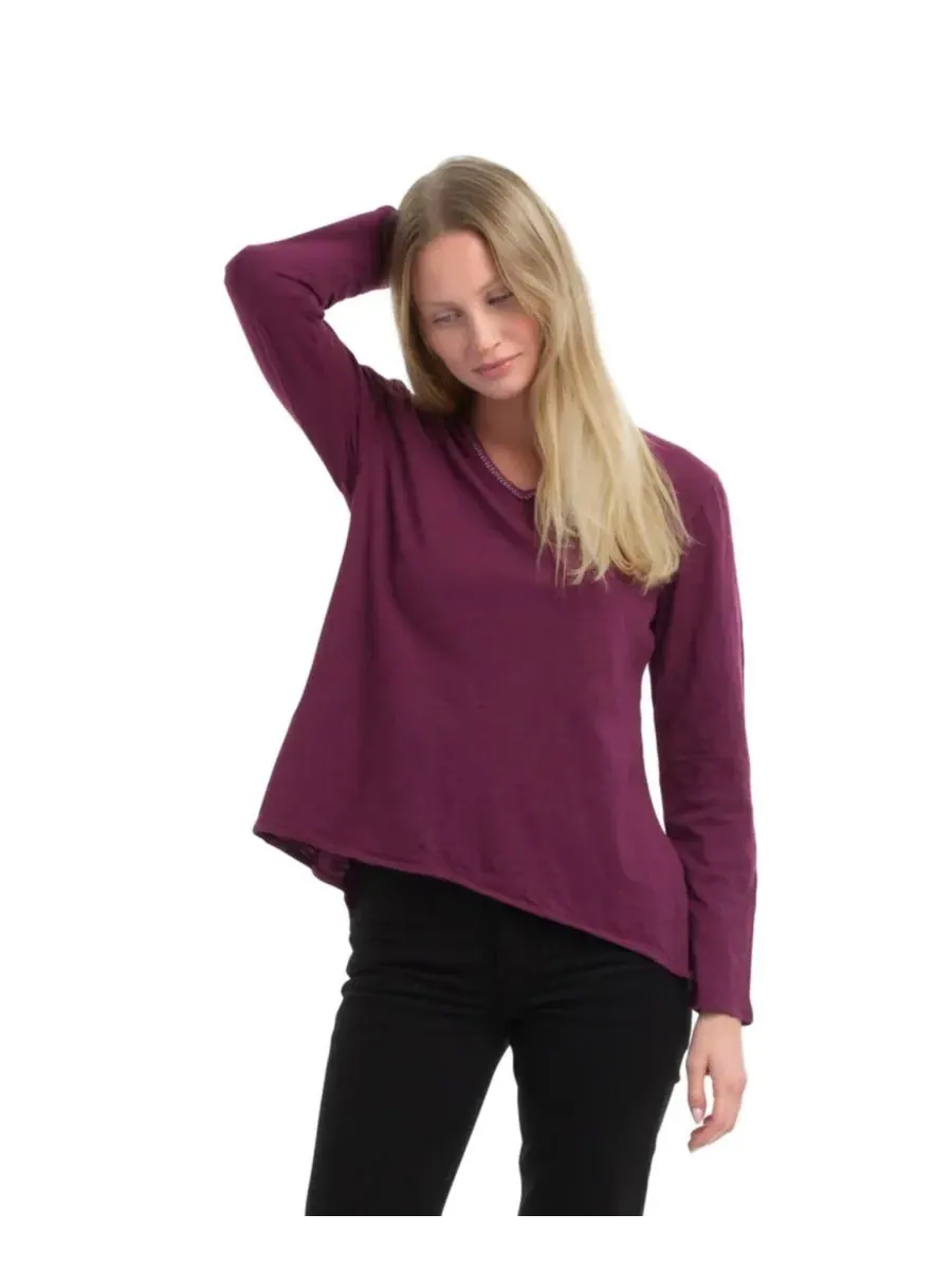 Женская футболка с V-образным вырезом и металлизированной нитью WILT Clothing — изображение 4 из 4, фиолетовый