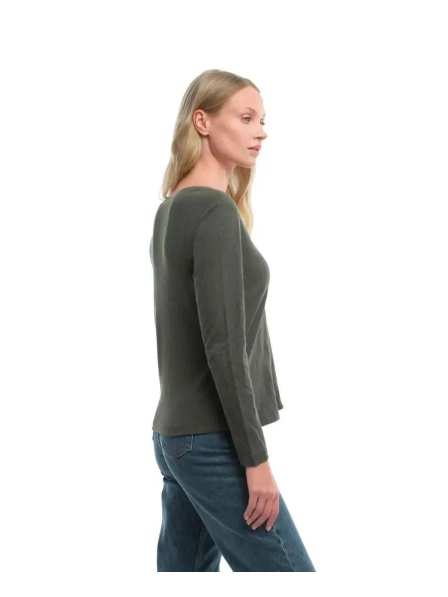 Женская футболка с глубоким V-образным вырезом и зауженным силуэтом WILT Clothing — изображение 3 из 6, серый