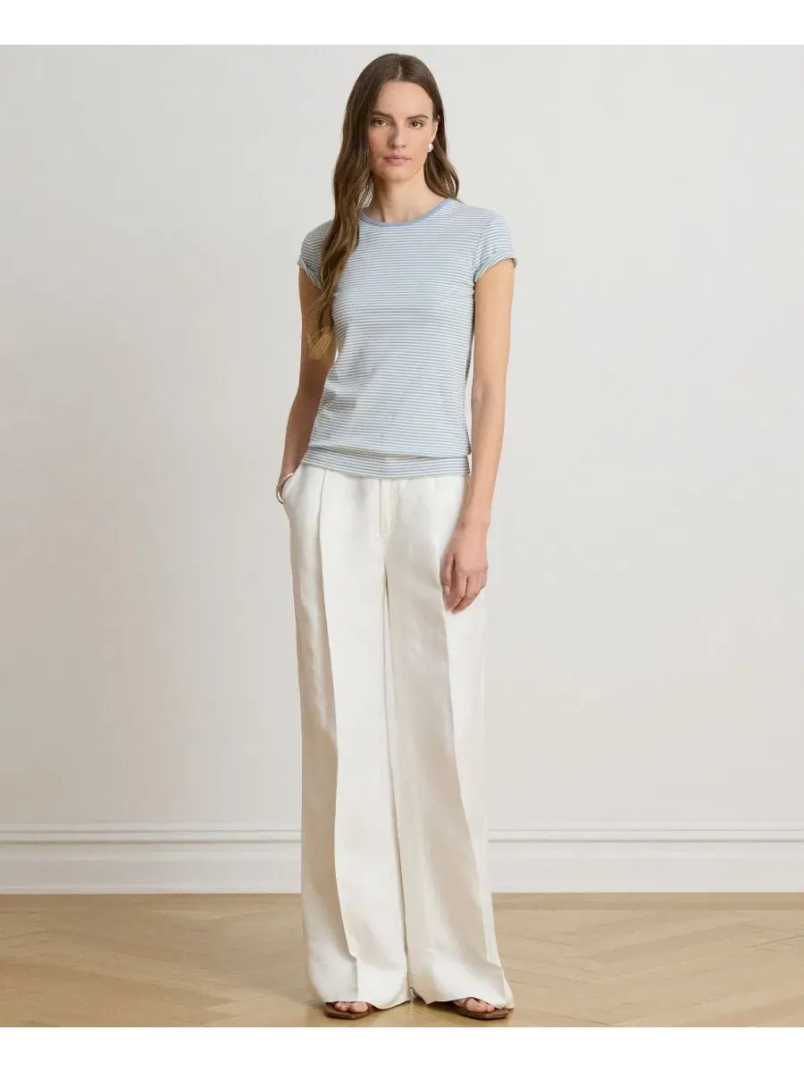 Женская полосатая футболка с коротким рукавом Lauren Ralph Lauren — изображение 4 из 6, кремовый