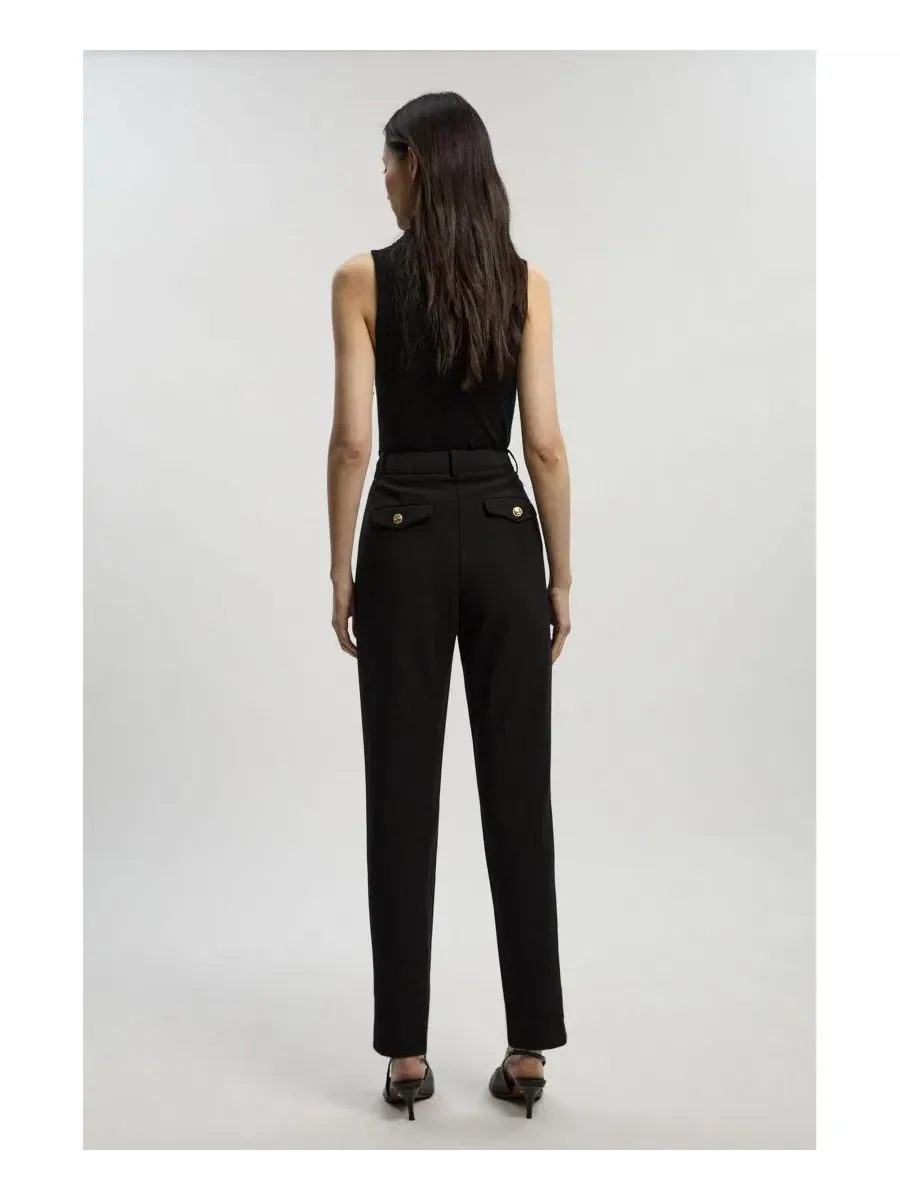 Укороченные военные прямые брюки Karen Millen — изображение 3 из 7, черный