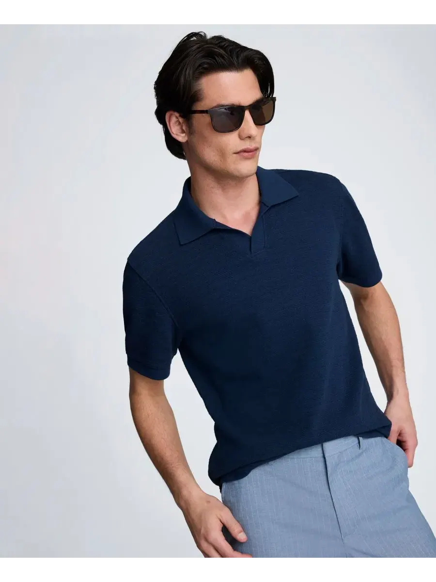 Мужская рубашка с коротким рукавом и острым воротником Kenneth Cole — изображение 3 из 4, темно-синий