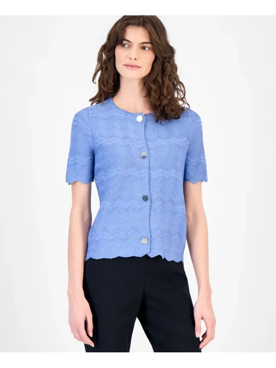 Женский кардиган с короткими рукавами и зигзагообразным узором Anne Klein