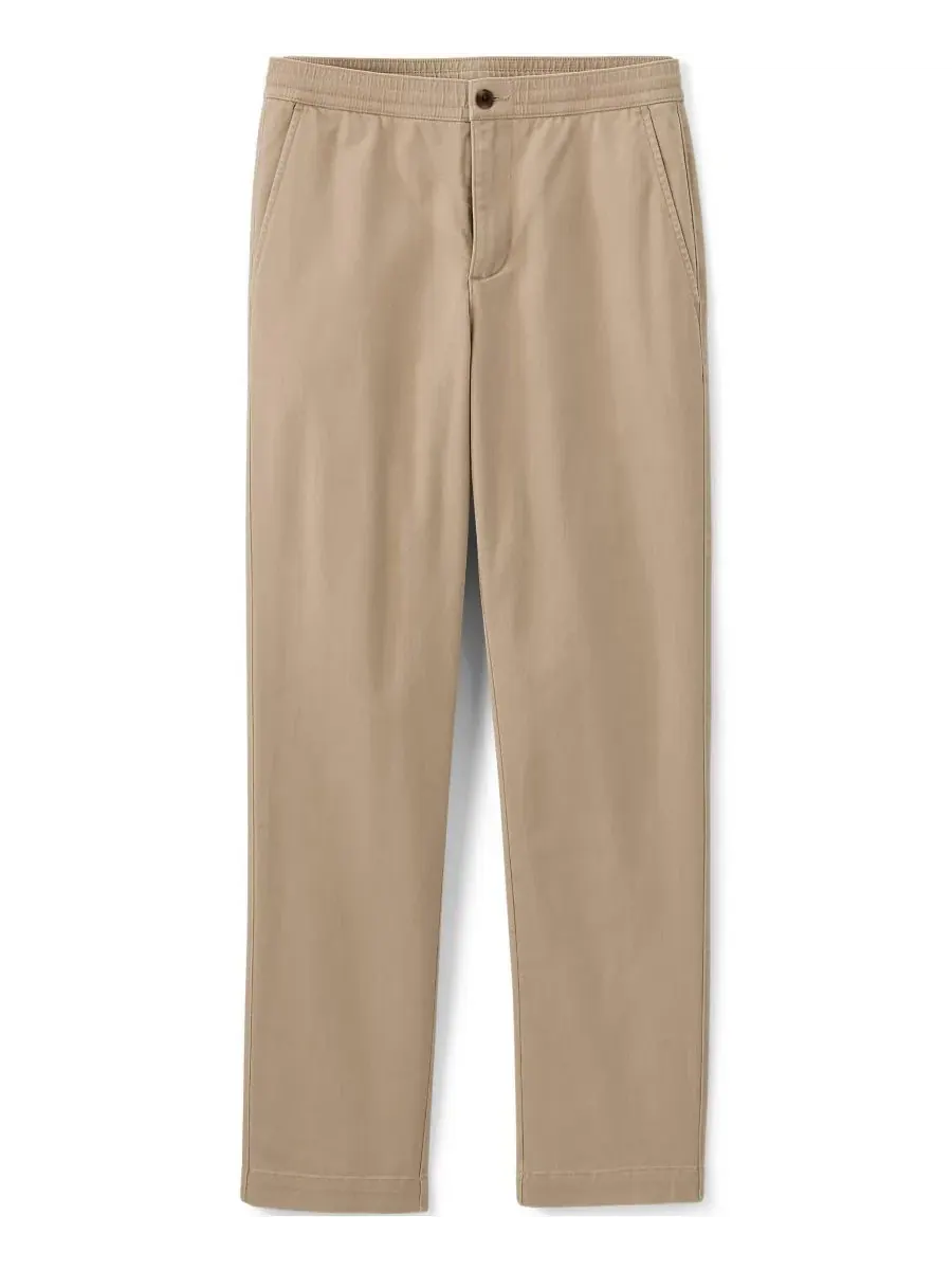 Брюки чинос с эластичным поясом Knockabout Classic Straight Fit Lands' End — изображение 1 из 4, бежевый