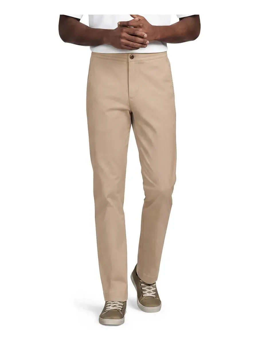 Брюки чинос с эластичным поясом Knockabout Classic Straight Fit Lands' End — изображение 2 из 4, бежевый