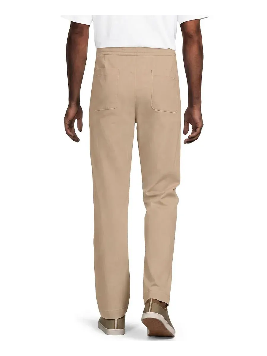 Брюки чинос с эластичным поясом Knockabout Classic Straight Fit Lands' End — изображение 4 из 4, бежевый