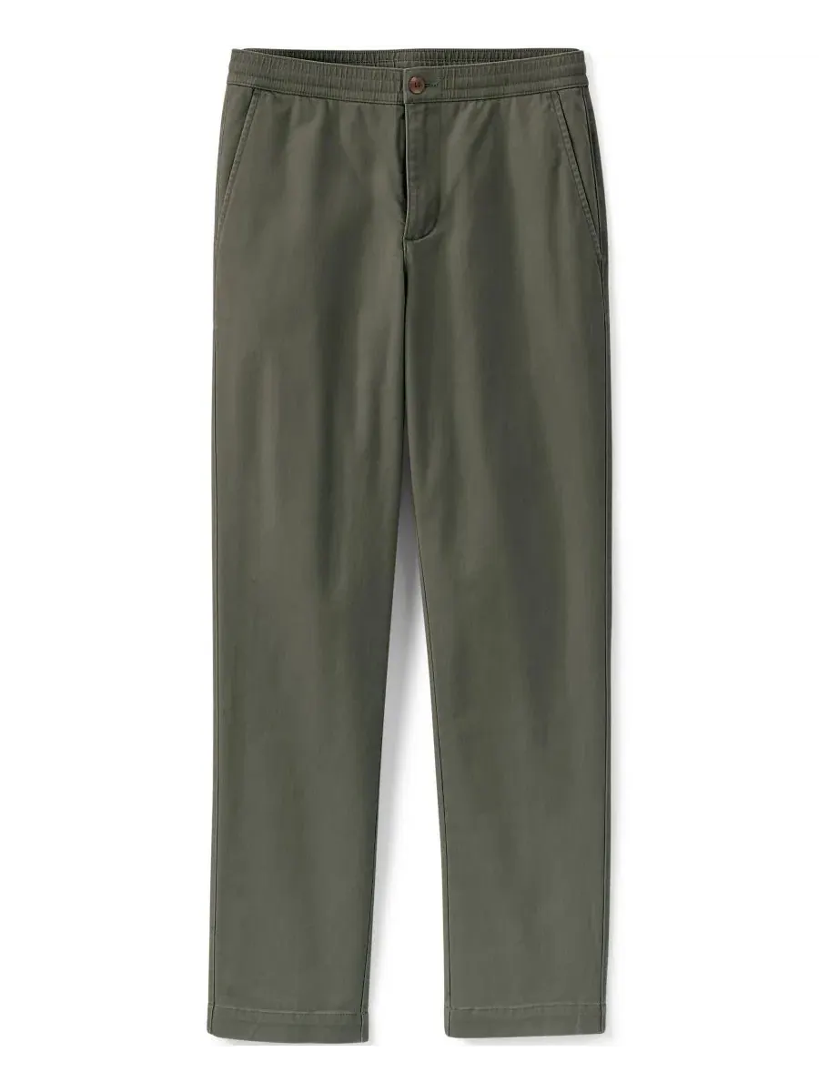 Брюки чинос с эластичным поясом Knockabout Classic Straight Fit Lands' End — изображение 1 из 4, зеленый