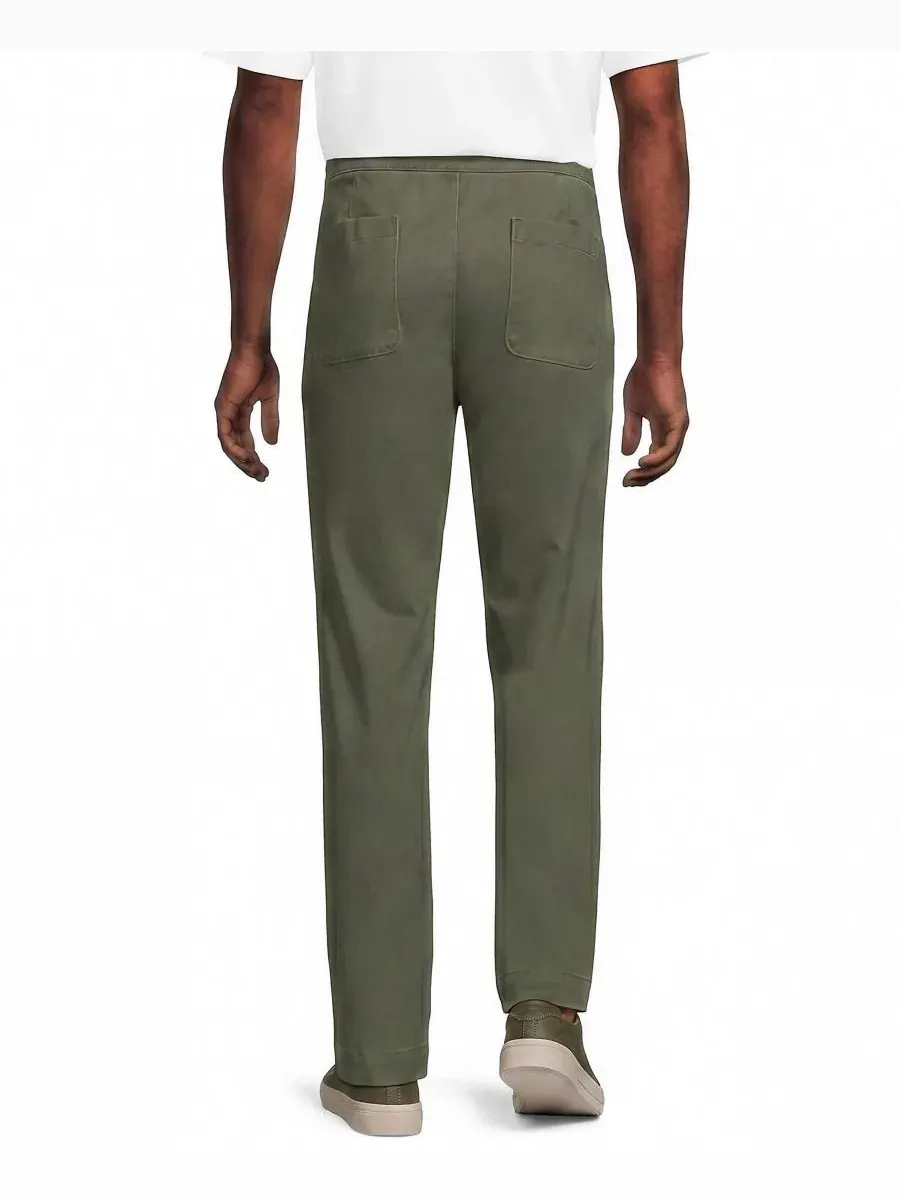Брюки чинос с эластичным поясом Knockabout Classic Straight Fit Lands' End — изображение 3 из 4, зеленый