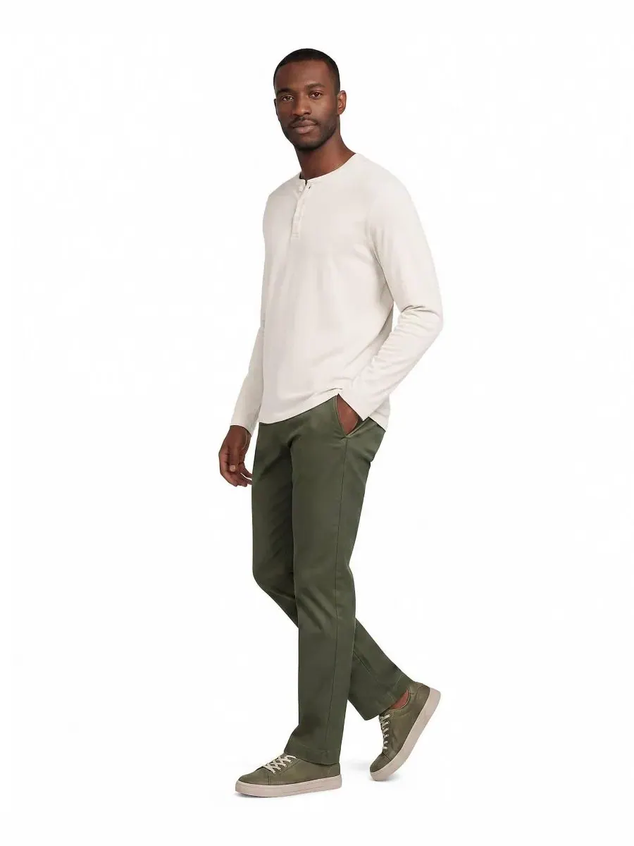 Брюки чинос с эластичным поясом Knockabout Classic Straight Fit Lands' End — изображение 4 из 4, зеленый
