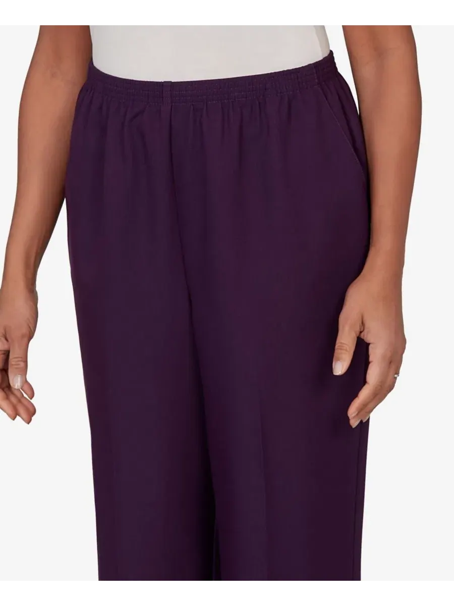 Брюки прямого кроя с эластичным поясом Petite Colored Classic Short-Length Alfred Dunner — изображение 4 из 5, сливавый