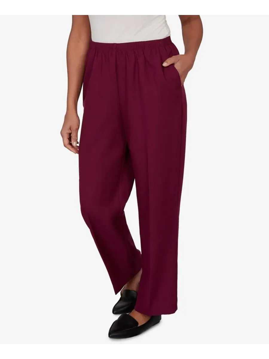 Брюки прямого кроя Petite Colored Classic Short-Length Alfred Dunner — изображение 2 из 5, фиолетовый