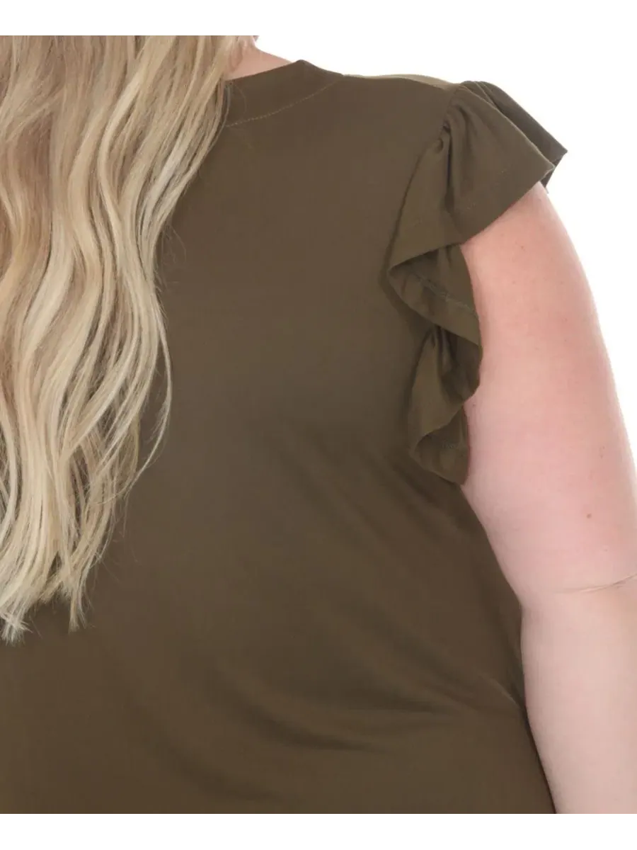 Платье для беременных с рукавом-крылышко и пуговицами спереди Plus Size Flutter-Sleeve Button-Front — изображение 4 из 5