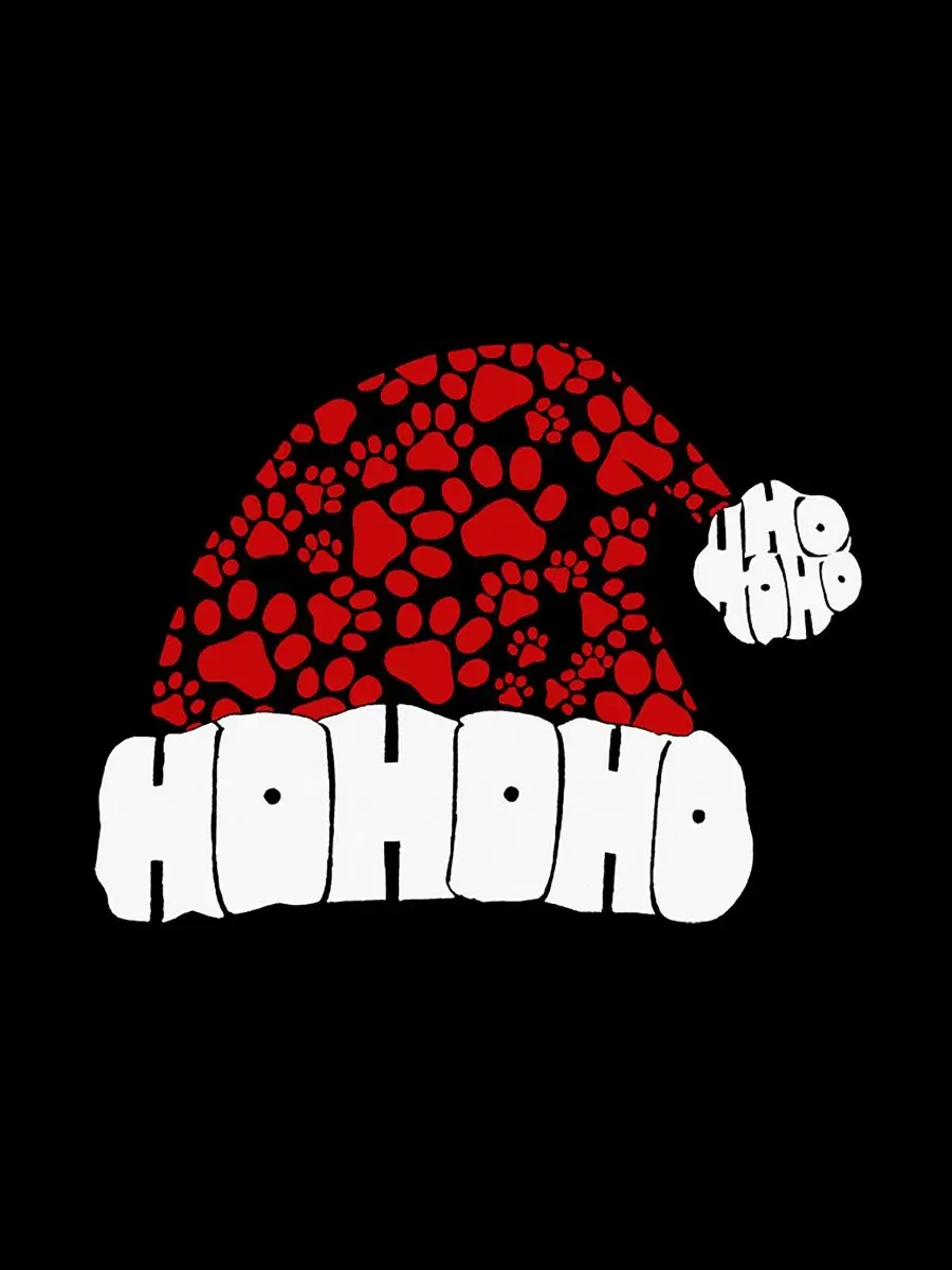 Худи с капюшоном с принтом Paw Print Santa Hat Word Art LA Pop Art — изображение 3 из 3, черный