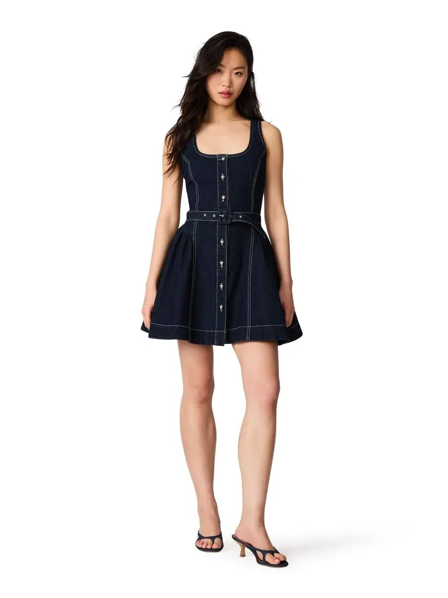 Платье мини на пуговицах Maila Denim Button-Front Mini Dress Steve Madden — изображение 1 из 7, джинсовый синий