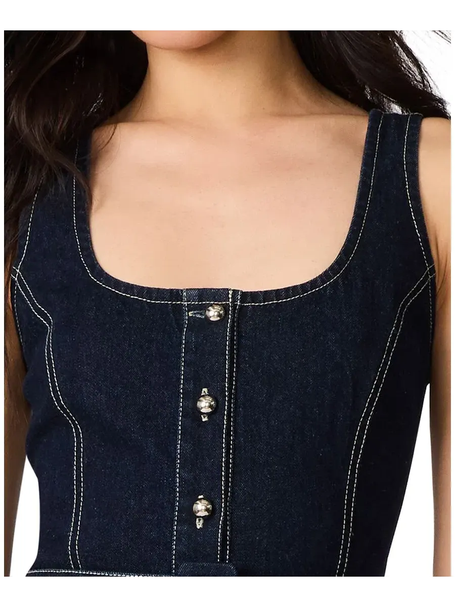 Платье мини на пуговицах Maila Denim Button-Front Mini Dress Steve Madden — изображение 4 из 7, джинсовый синий