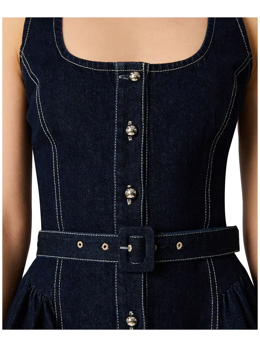 Платье мини на пуговицах Maila Denim Button-Front Mini Dress Steve Madden — изображение 6 из 7, джинсовый синий