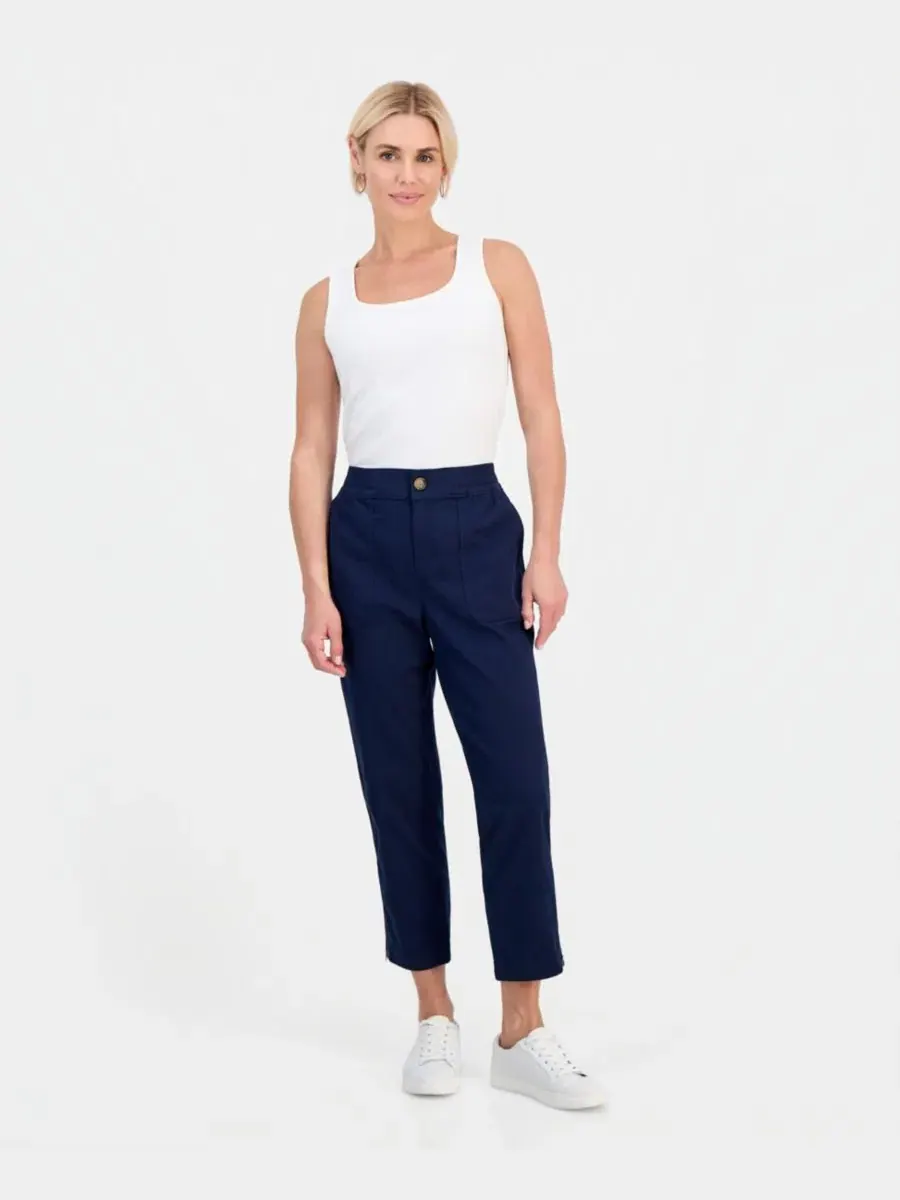 Брюки-капри с высокой посадкой Petite High-Rise Crop Pants Style & Co — изображение 1 из 4, синий