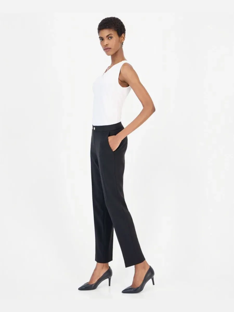 Брюки прямого кроя с завышенной талией Anne Klein — изображение 2 из 4, черный